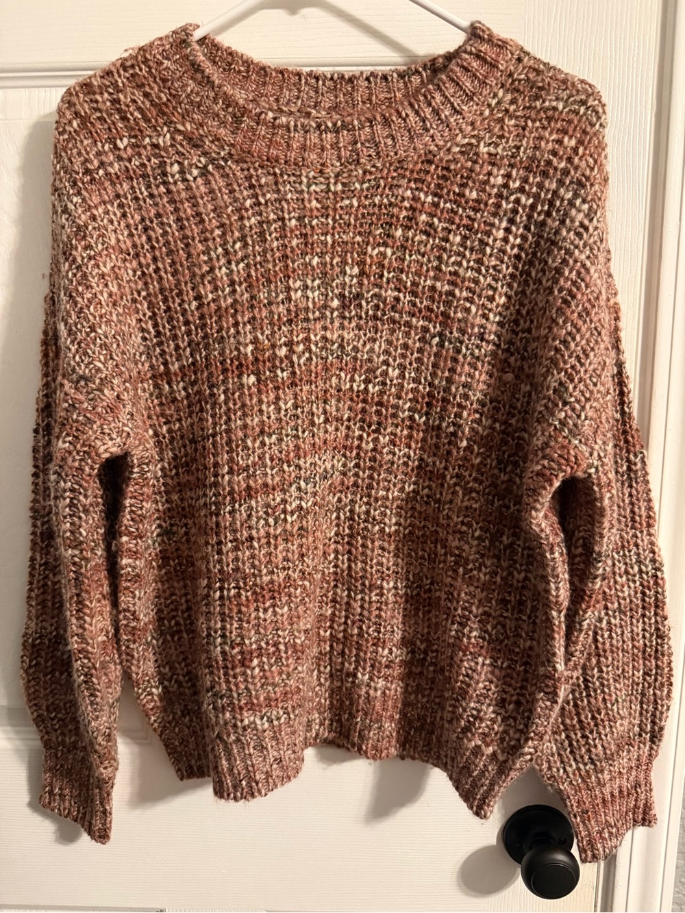 LOFT Marled Rose-Tan Crewneck Sweater